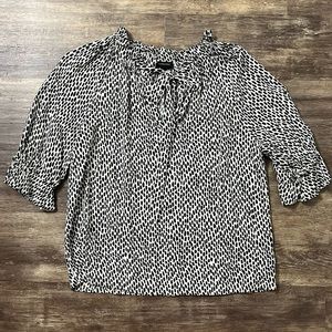 Who What Wear Black and White Printed Top